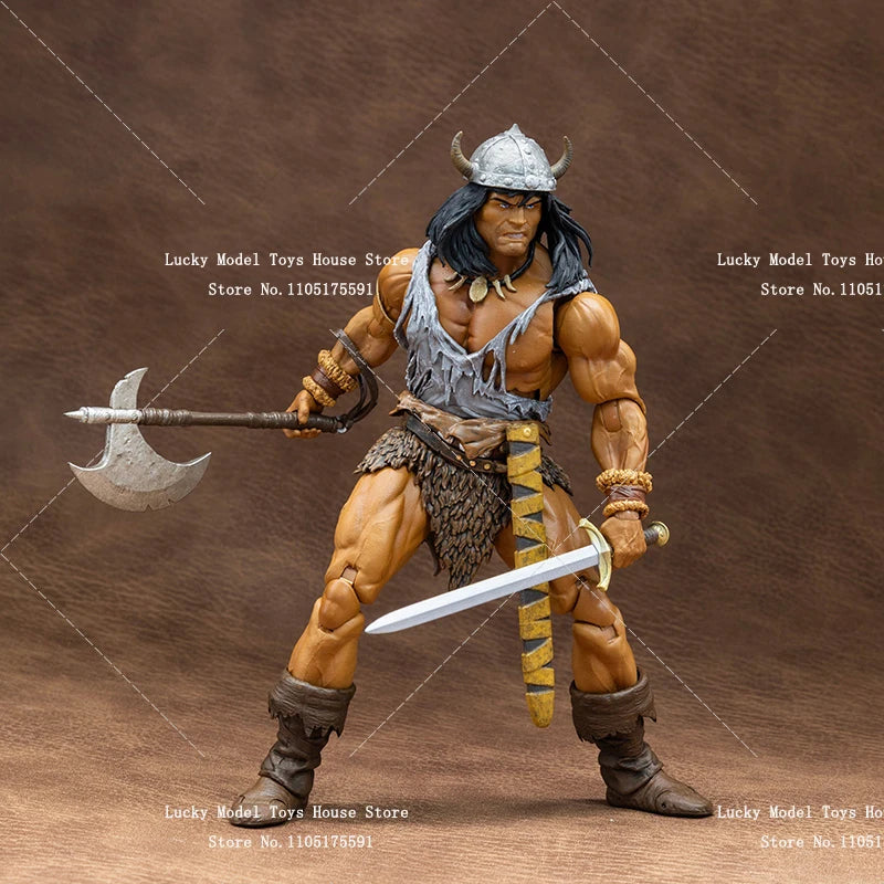 HC Studio 1/12 Barbarian Conan Muscle Body Warrior Action Figure Black Stone War Armored 6inch Full Set Soldier Model Doll