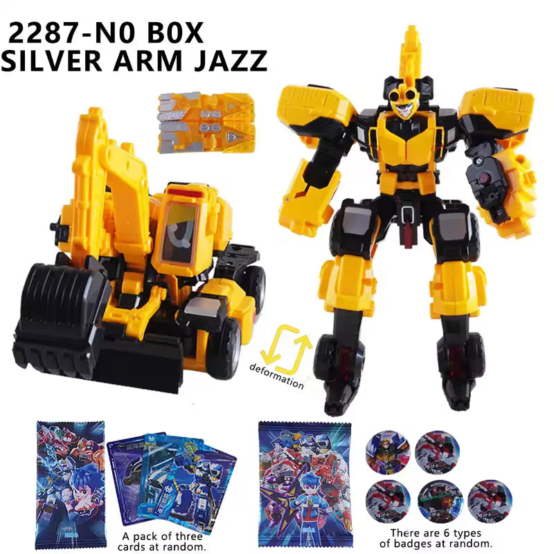 In Stock Transformation Toy Metal Cardbot Fire Engine HEAVY IRON Trailer Cargo Truck Transformation Robot Car Figure Boy Gifts