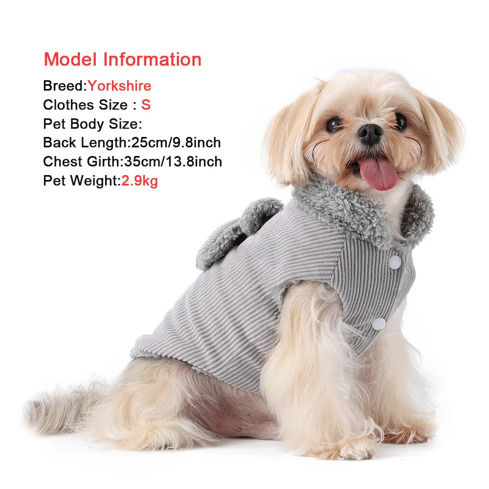 Fleece Dog Coat Winter Warm Pet Clothes For Small Medium Dogs Vest Jacket With Bow D-ring Puppy Costume Sweater Yorkie Apparel