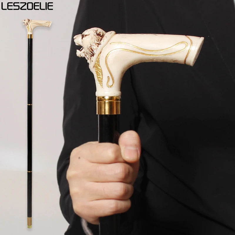 96 cm Gehstock mit Tigerkopf-Harzgriff, Herren, schwarz, Gehstock aus deutschem Buchenholz, Damen, rot, modische dekorative Stöcke