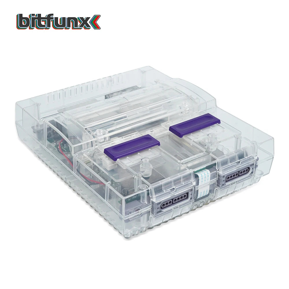 Bitfunx SNES Replacement Shell Transparent Case for Nintendo SNES SFC US Version Retro Gaming Consoles Translucent Black