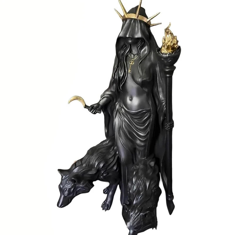 Hexe der Nacht, Heimdekoration, Halloween, Hekate, griechische Hexenstatue, Figur, moderne Hounds of Magic, Harz-Skulptur, Dekor
