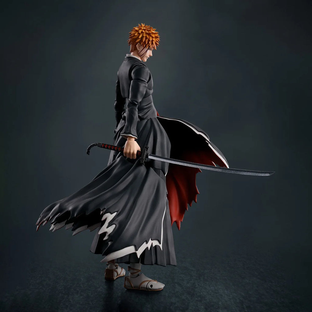 Bandai Genuine Bleach Anime Model Kits Kurosaki Ichigo Getsuga Tensho Toys SHF Action Figure Assembly Model Gift for Kids School