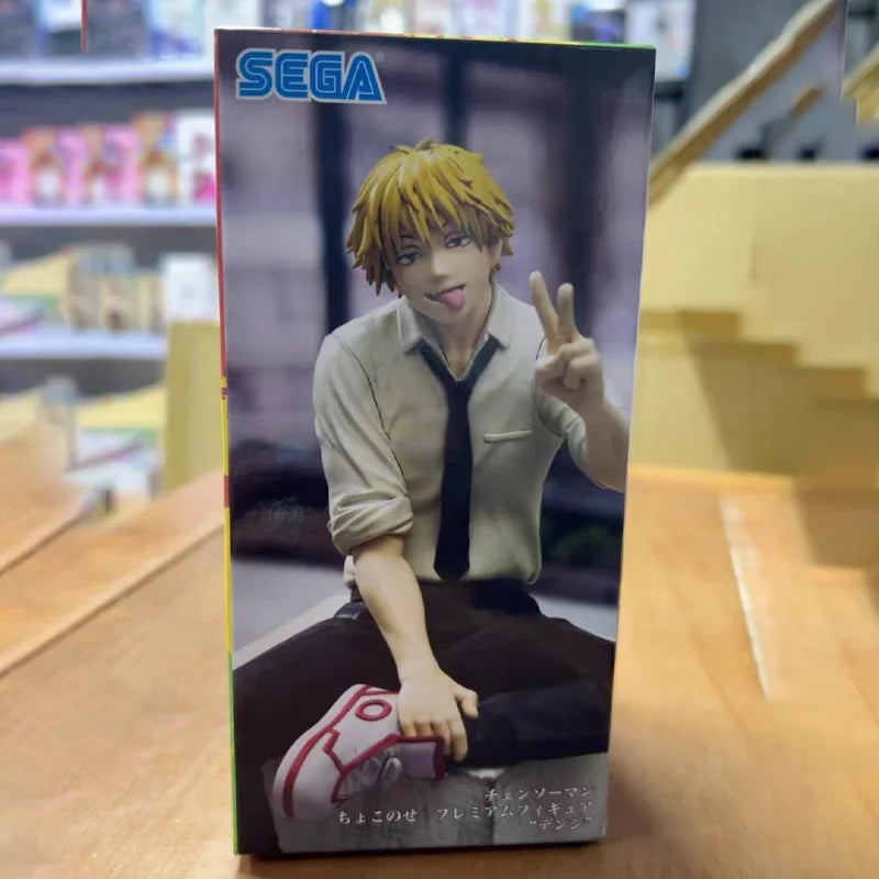 in stock Genuine SEGA PM Chainsaw Man Denji and Power sitting posture PVC about 15cm Anime Figure Model  Collector Figurine Toy