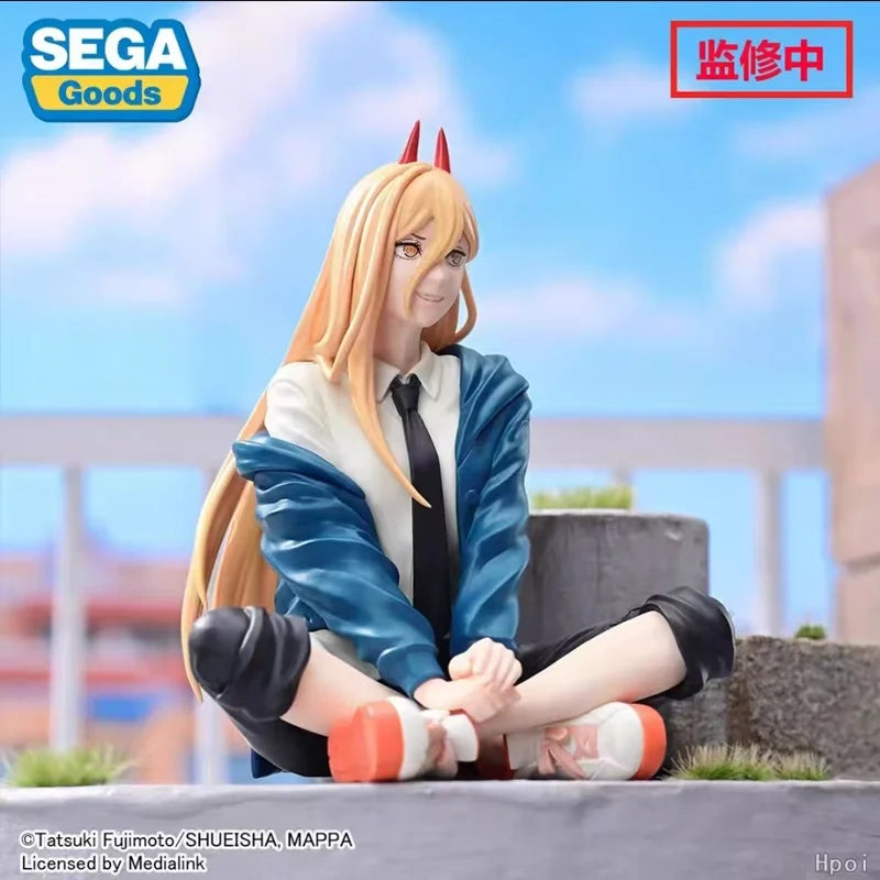 in stock Genuine SEGA PM Chainsaw Man Denji and Power sitting posture PVC about 15cm Anime Figure Model  Collector Figurine Toy