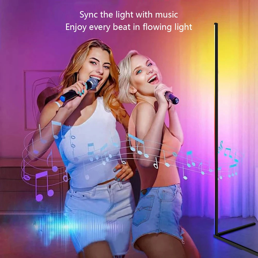 Smart Tuya Corner Floor Lamp RGBIC+W Living Room Dimmable Stand Lights Mood Lighting Alexa Bedroom Gaming Living Room Decor