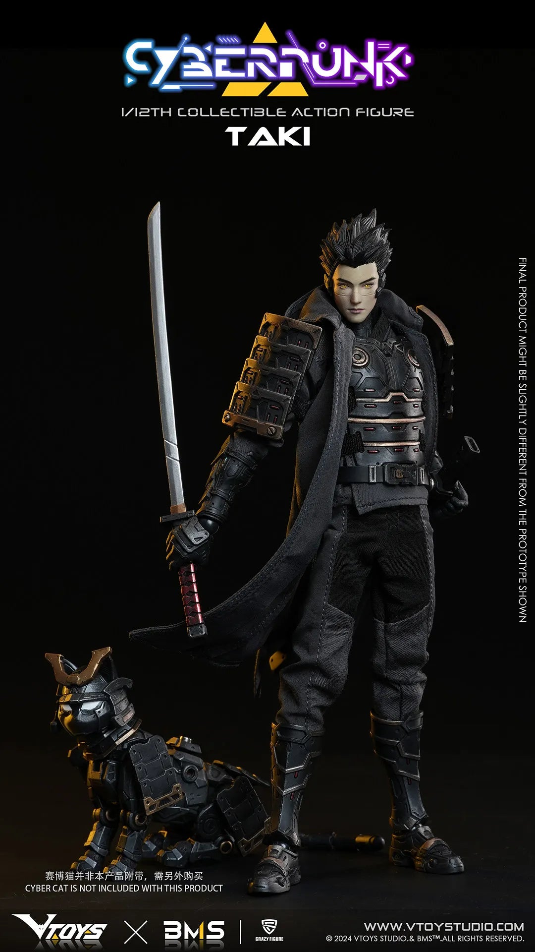 TYCTOYS Genuine VTOYS VSD010 1/12 Taki Samurai Cloth Punk Style Sword Master Mini 6inch Full Set Action Figure Model Toys Gifts