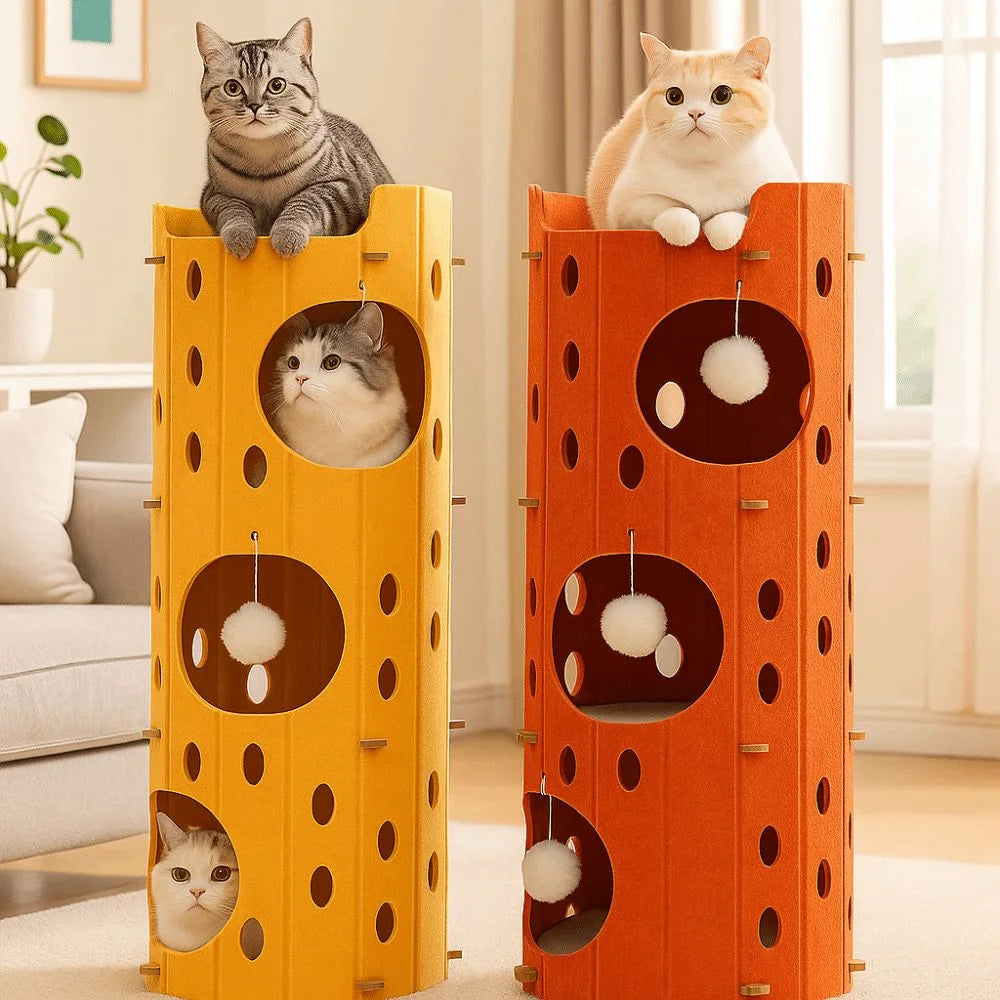 2 Floors/3 Floors Cat Scratching Post House Tree Hole Japanese Style Cat Bed All-in-one Durable Cat Condo