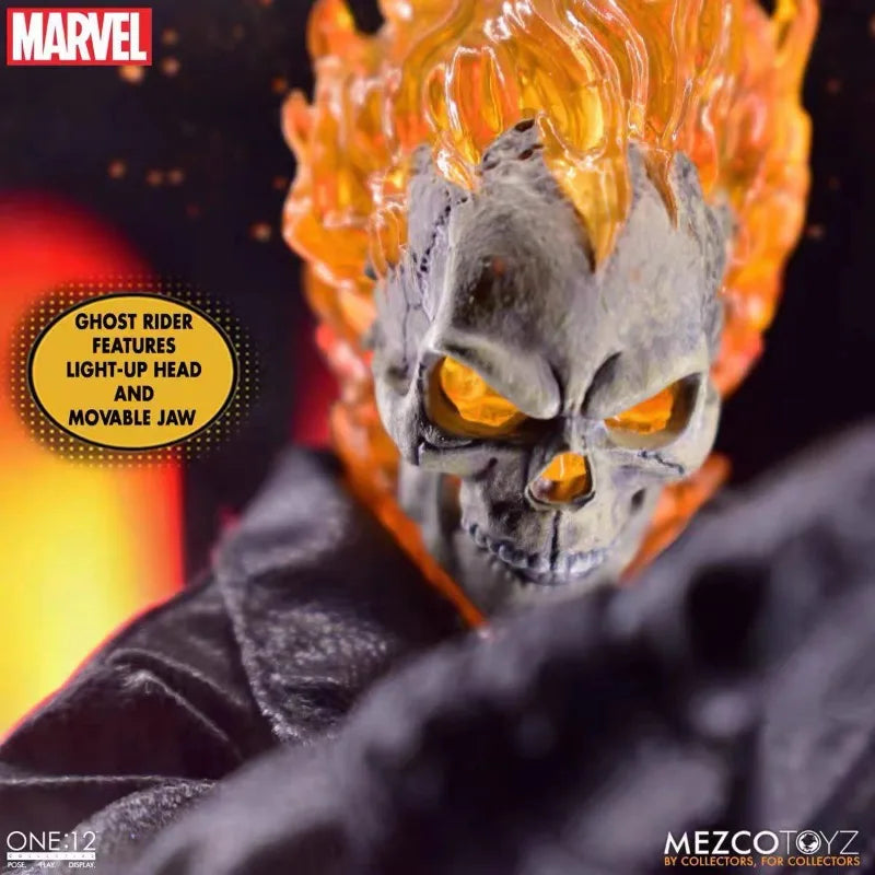 Original MEZCO ONE:12 Ghost Rider Hell Cycle in Stock Animation Action Series Figure Model Toy Collection Gift