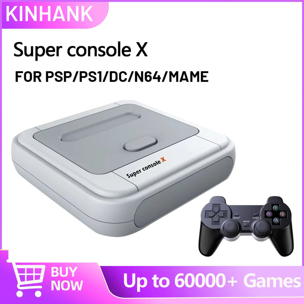 KINHANK Super Console X Game Box Retro Game Console 60000 Video Games for DC/MAME/Naomi with gamepads Game Player