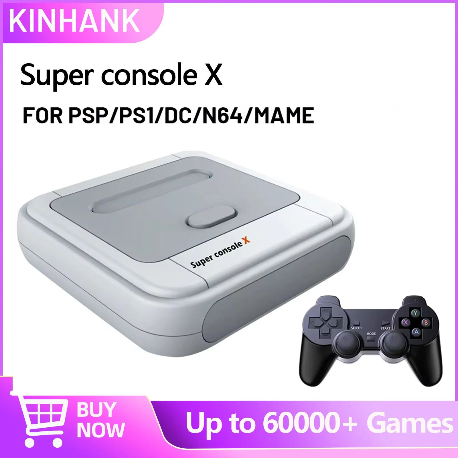 KINHANK Super Console X Game Box Retro Game Console 60000 Video Games for DC/MAME/Naomi with gamepads Game Player