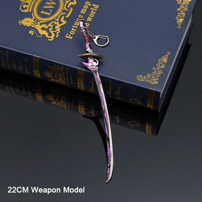 22 см игра периферна Genshin Impact аниме фигурка мърч сплав оръжие модели без мисъл за нож Raiden Shogun ключодържател детски играчки