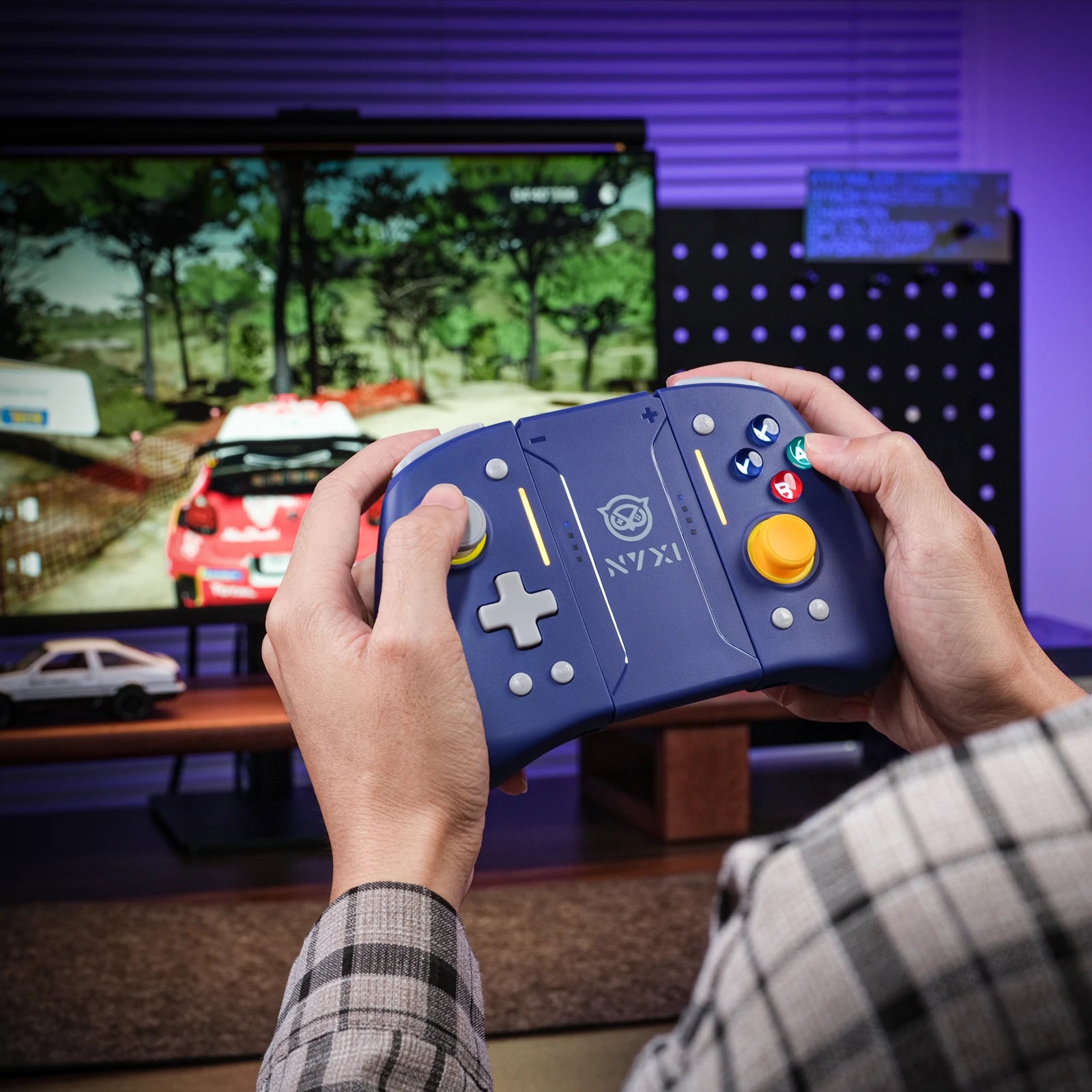 NYXI Hyperion Pro Hall Joystick Wireless Game Controller Purple Gamepad with RGB Lights for Nintendo Switch