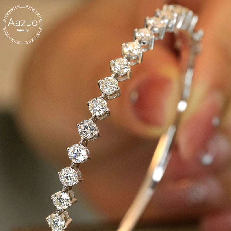 Aazuo Luxusschmuck 18 Karat Weißgold Natrual Diamonds 3.0ct Tennis Armreif für Damen Gehobene Trendy Hochzeit Verlobungsfeier