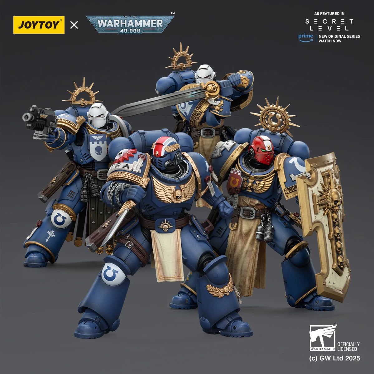 JOYTOY Warhammer 40K 1/18 Scale Ultramarines Titus Metaurus Levantus Torvald Figurine Model Movable Joint Collection Toys