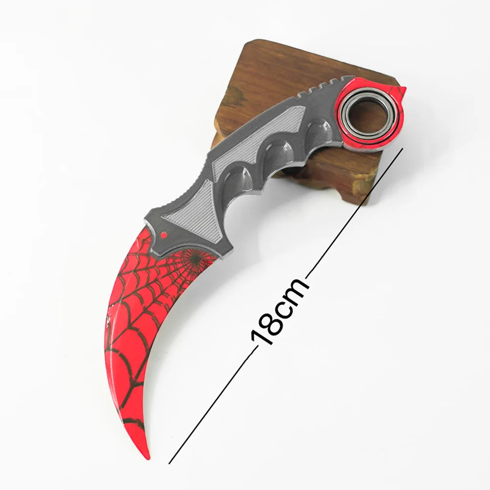 18 см игрален брояч, въртящ се, периферен, метален, модел, пурпурна мрежа/черна ламинирана дъска/градиентен цвят, нож с нокът, безопасен за играчки