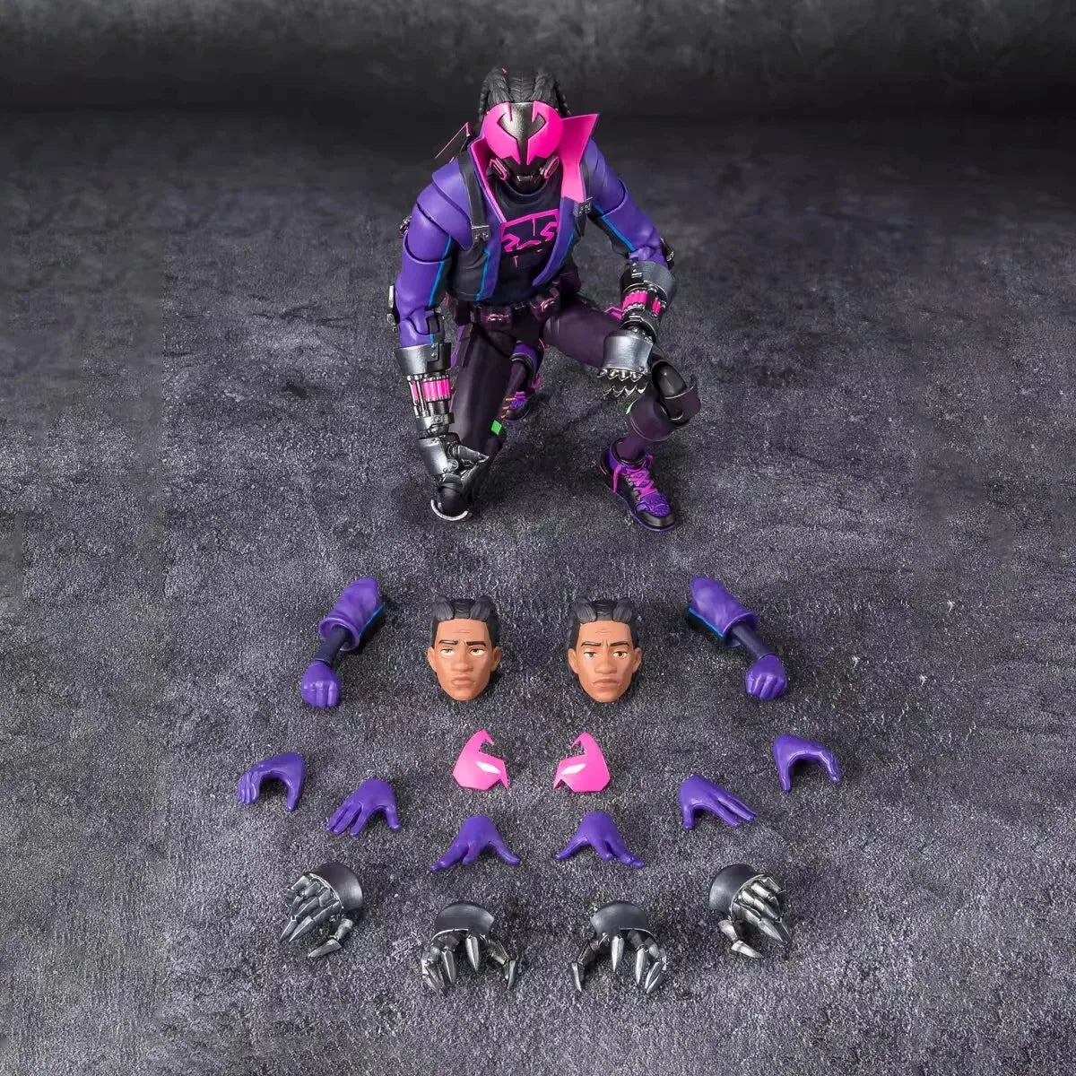 Original Genuine Bandai Anime Spider-Man：Across The Spider-Verse SHF Miles G.Morales Action Figure Model Kits Gift for Boy Girl