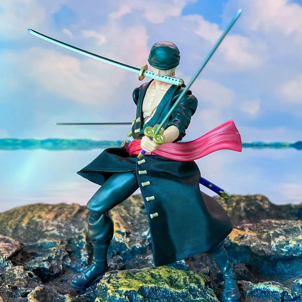 One Piece SHF Serie Anime Zoro NEUER Piratenjäger Verstellbarer handgefertigter Rocksaum Geeignet für bewegliche humanoide Spielzeuge im Maßstab 1:12