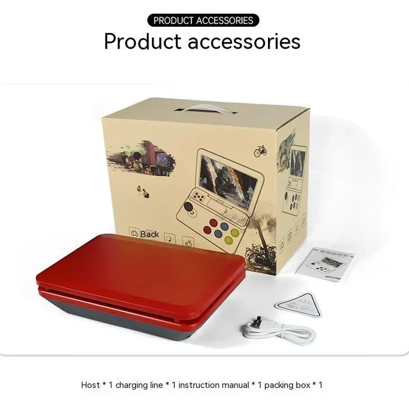 Powkiddy A13 Retro Game Arcade 10 Inch Hd Screen 30000 Game Machine Folding Flip Rk3128 Chip Cpu Simulator Detachable Joystick