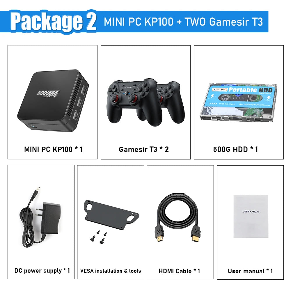 KINHANK Super Console KP100 Videospielkonsole 16 GB DDR5 Batocera 100.000+ Spiele 70+ Emulatoren für SS/WII/GC/MAME/PS3/PS2/Arcade