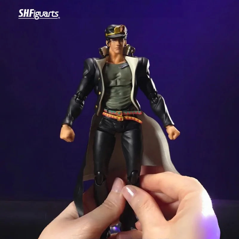 Genuine Bandai Shf Jojo'S Bizarre Adventure Jotaro Kujo Stardust Crusaders Action Figure A Gift Perfect For Anime Enthusiasts