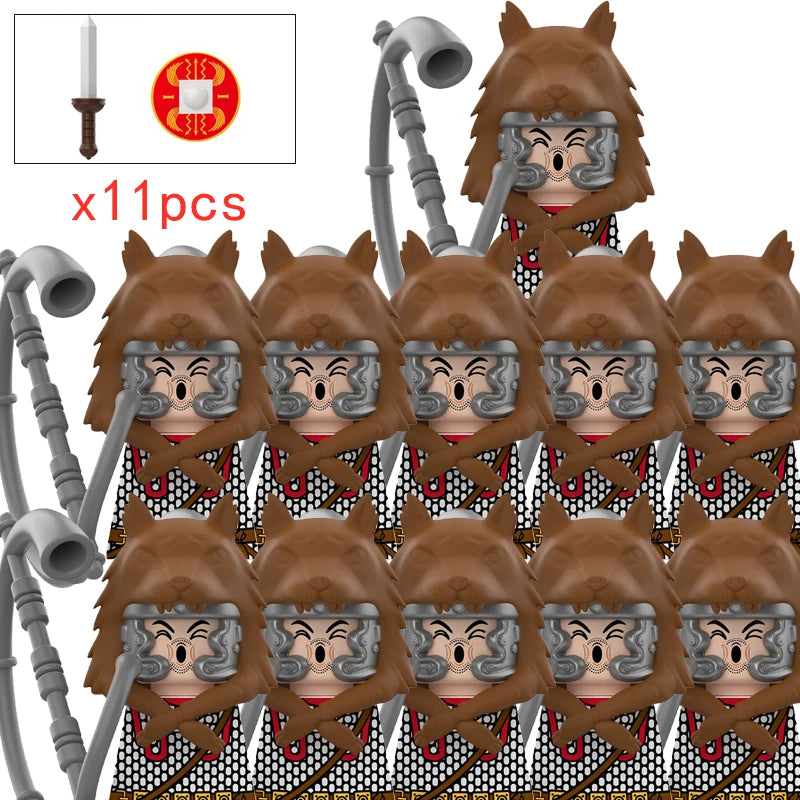 11pcs Medieval Dragon Knights Heavy armor Bricks Assemble Action Figures accessories Model