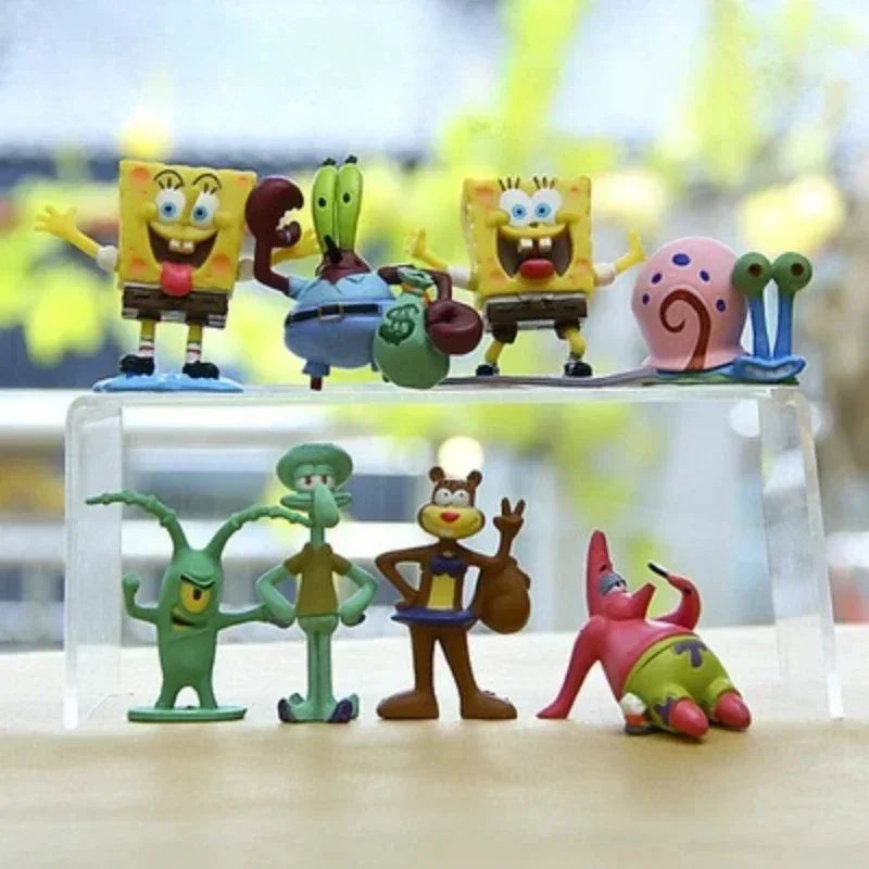 Anime Spongebobs Action Figures Cartoon Mini Dolls Fish Tank Decoration Landscaping Aquarium Accessories Boys Birthday Gifts