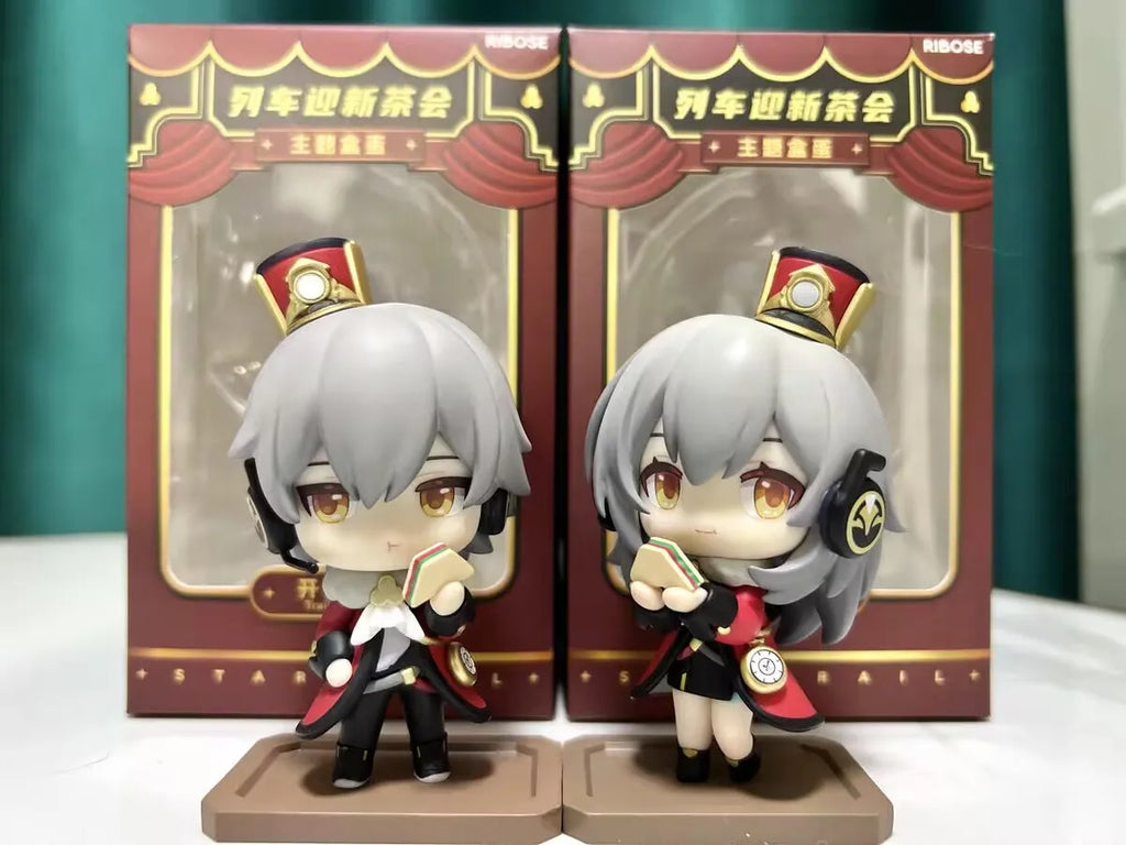 Honkai Star Rail Q Version Figure Train Welcome Tea Party Series Doll Dan Heng March 7th Action Figures Game Peripheral  Gift