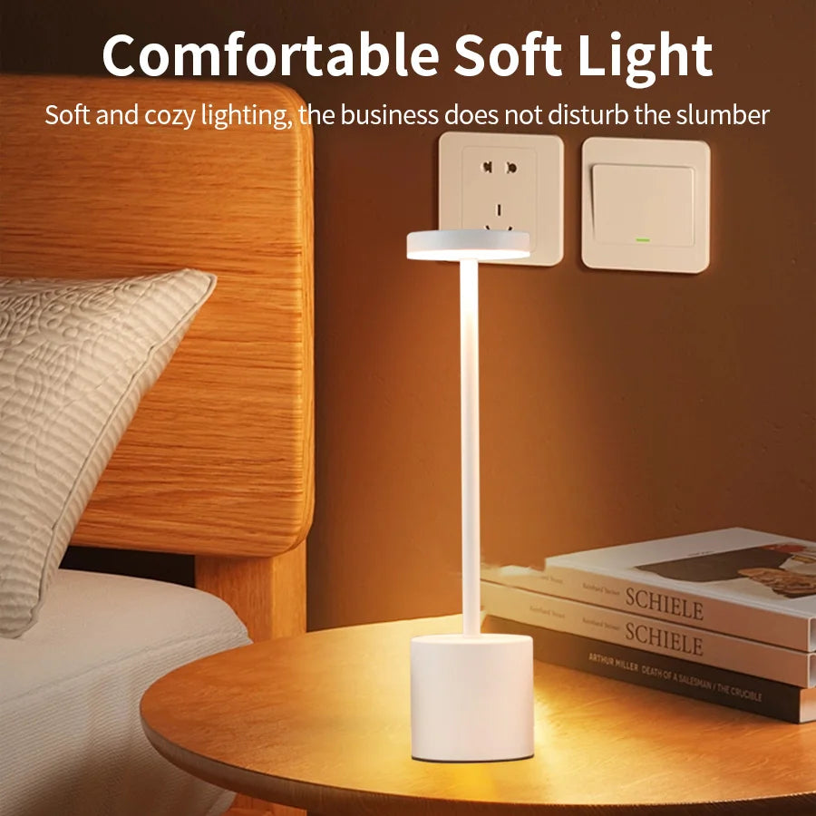 USB Rechargeable Led Night Light Desk Lamps 3 Color Touch Table Lamp Infinitely Dimmable Dining Bedside Lights Room Decor Gift