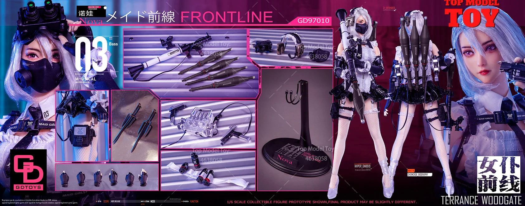 In Stock GDTOYS GD97010 1/6 Scale Nova Action Figure Maid Girls Front Line Full Set 12'' Moveable Solider Action Figure Dolls