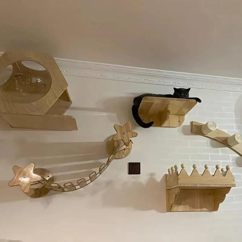 Cat Climbing Ladder Bridge for Cats Cage Sisal Wooden Rope Ladder Pet Furniture Kitten Climber Scratching Post Kitten Toys Tree