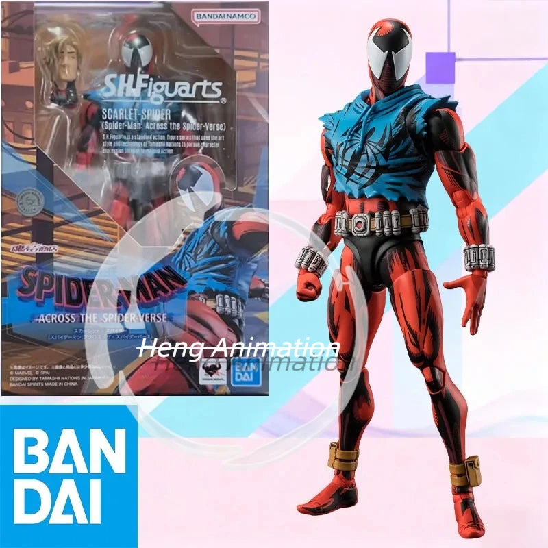 In Stock BANDAI Original Box S.H.Figuarts ACROSS THE SPIDER VERSE SCARLET SPIDER MAN SHF Action Figure Model Toy
