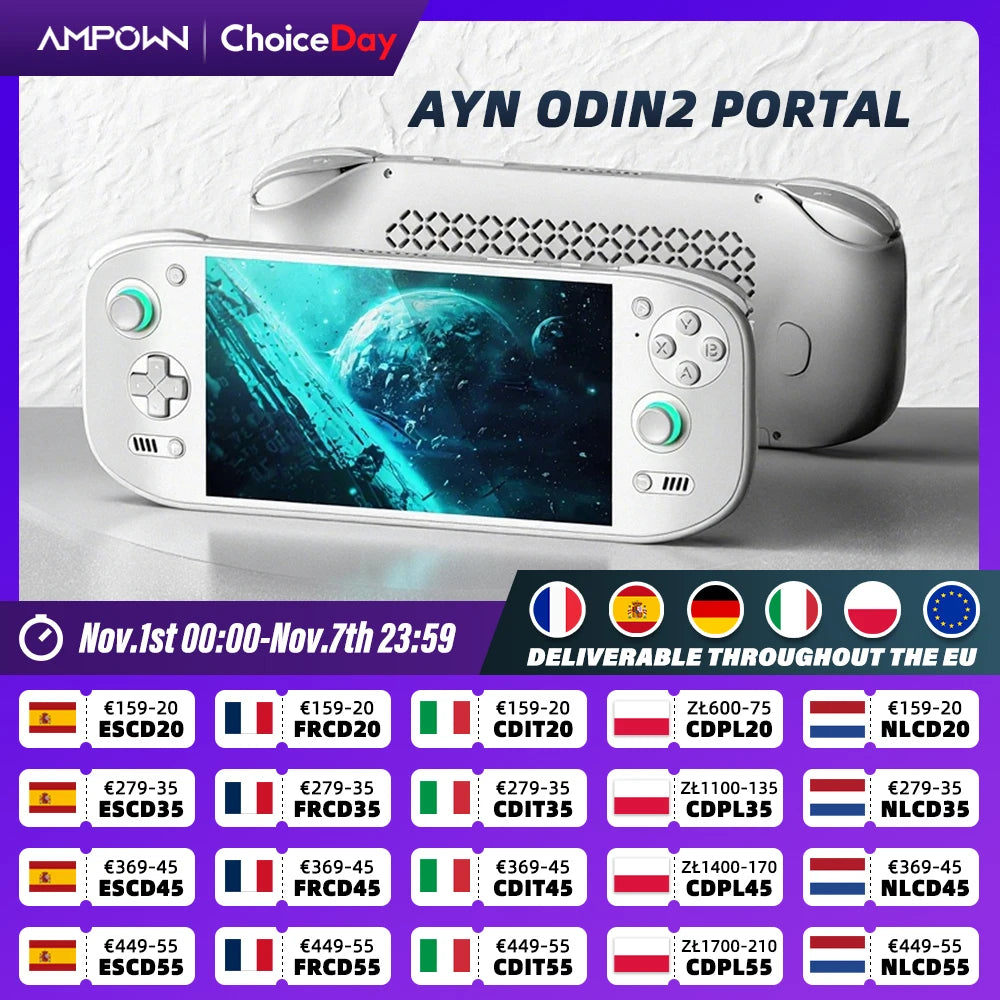 AYN Odin2 Portal Video Game Console 7'' OLED 120Hz Screen 4K Video Output 8000mAh Battery Air Cooling Qualcomm 8 Gen 2 Android13