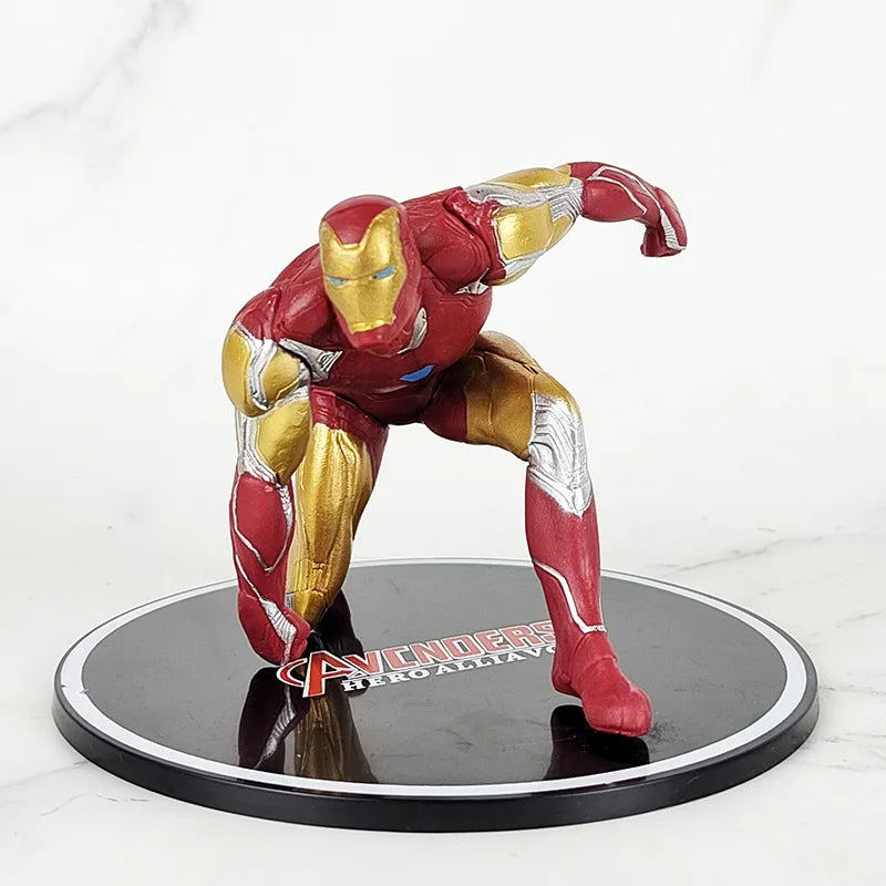 Marvel Action Figures Hulk Capain America Ironman Spider man Model Collecion With Base 10-13CM