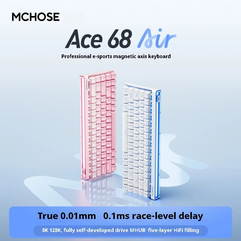 Mchose Ace68 Air Gaming Keyboard Hall Effect 0.005mm Rapid Trigger 8K Polling Rate Dynamic RGB Light Box Magnetic ACE68HE Air