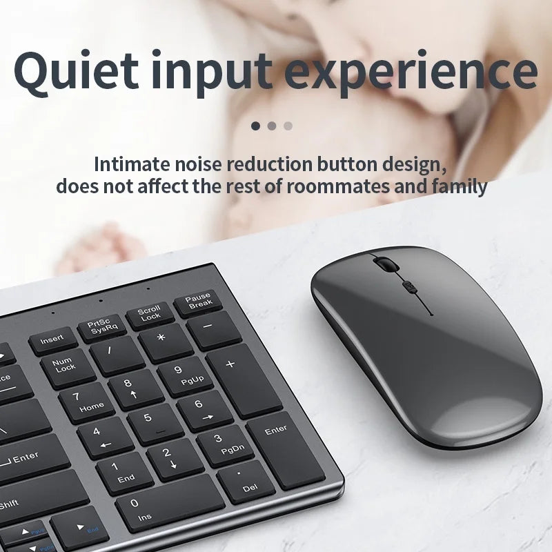 Jomaa Slim Wiederaufladbares Bluetooth-Tastatur- und Maus-Set für Laptop-Computer 2,4G USB Kabellose Tastatur- und Maus-Kombination