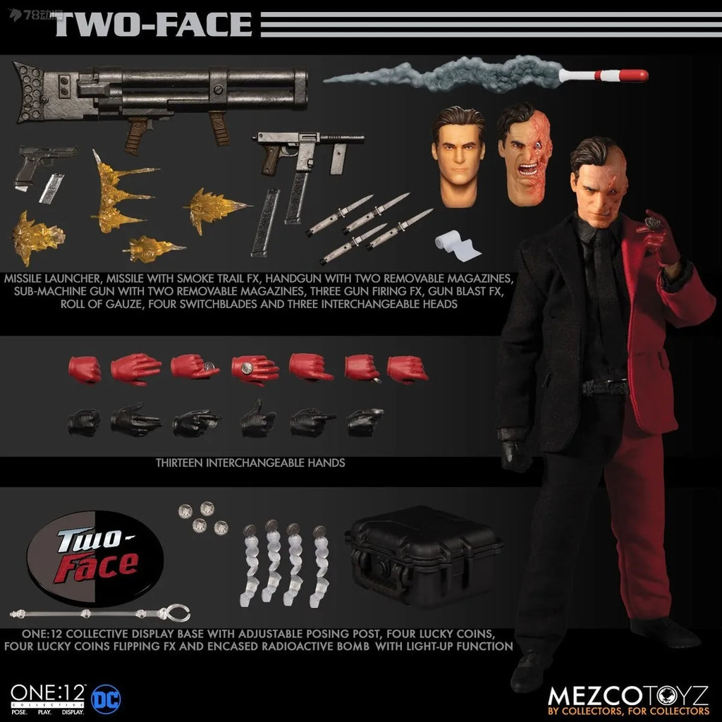 Mezco Toyz Original 1/12 Movable Doll Collective Series Comics Double Faced Man Anime Action Figure Model Toys Gifts for Boys