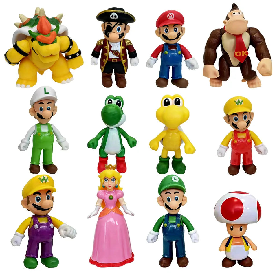 NEW in stock 12CM 12pcs Q Posket Mario SuperMario Dinosaur Doll Handmade Models Cake Decorations Action Figure Gifts for kids
