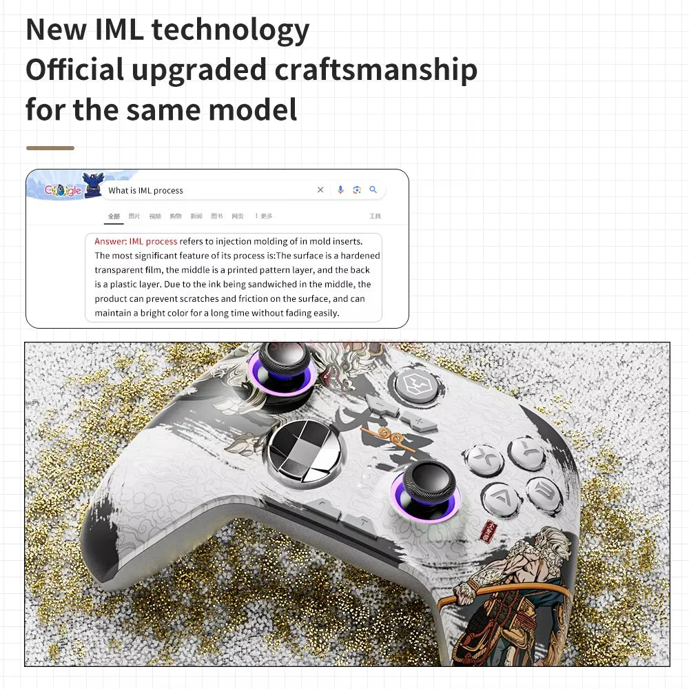 New Aolion Wireless Gamepad Gaming Controller Compatible With Pc/Switch/Ios/Android/Steam Black Myth Wukong  Rgb Hall Effect