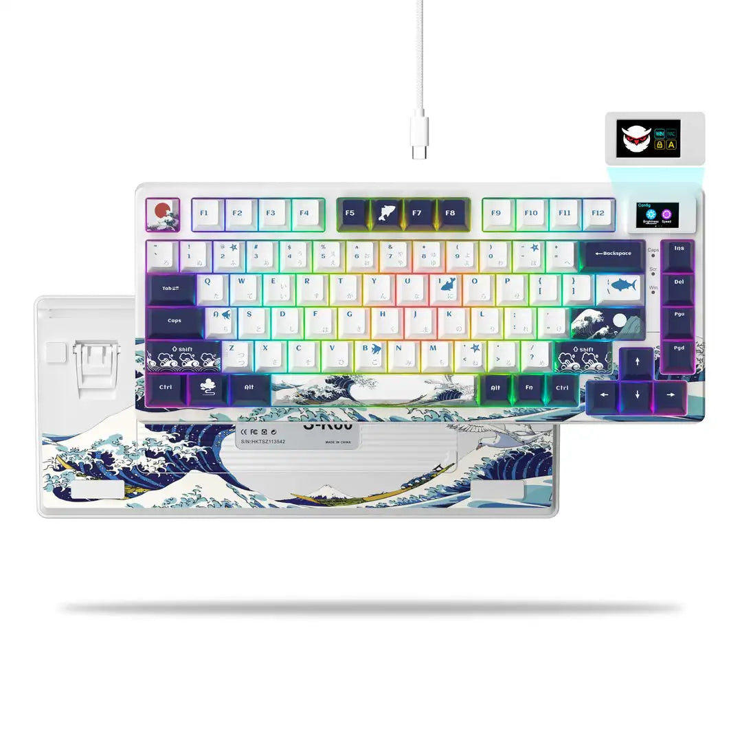 womier SK80 Mechanische Tastatur mit Dichtungsmontage, 81-Tasten-Gamer-Tastatur, 75 % Hot-Swap-RGB-Gaming-Tastatur mit Smart Display für PC