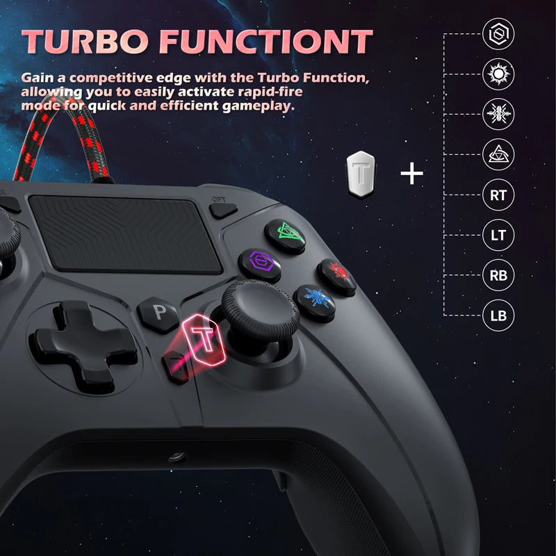 Wired Gamepad for PS5/4/PC Console W/ Turbo Dual Vibration Controller No Delay Instant