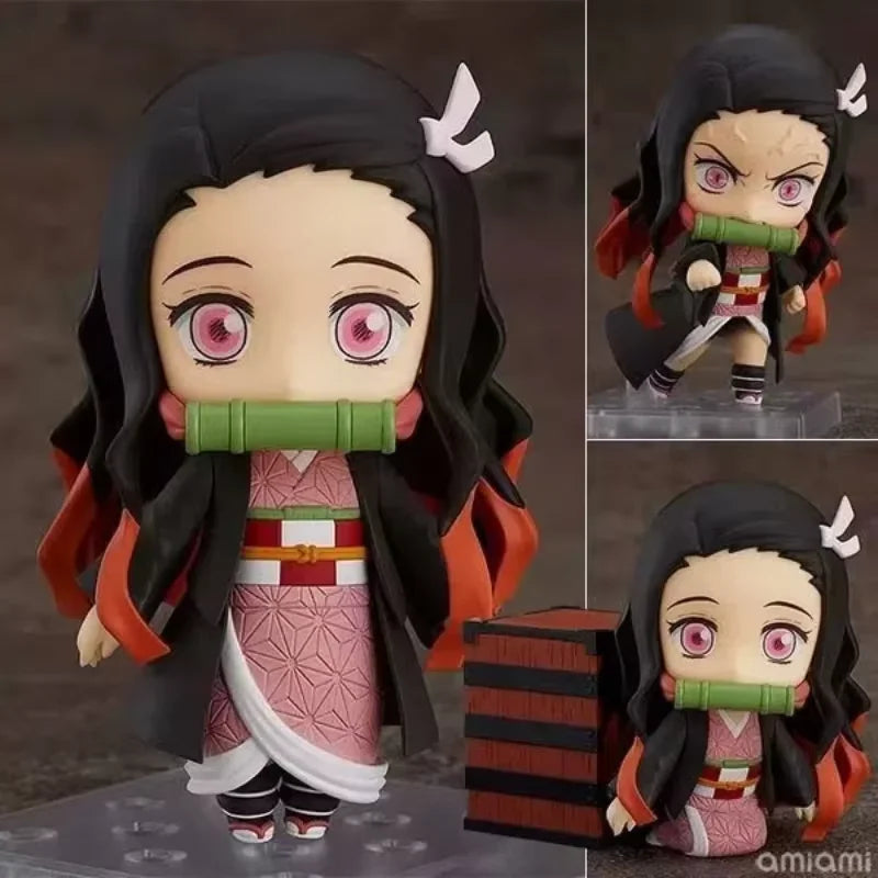 Anime Demon Slayer Nezuko Q Version Change Face Joint Mobility Pvc Action Figure Clay Man Desk Decor Collectible Toy Gift Boxed