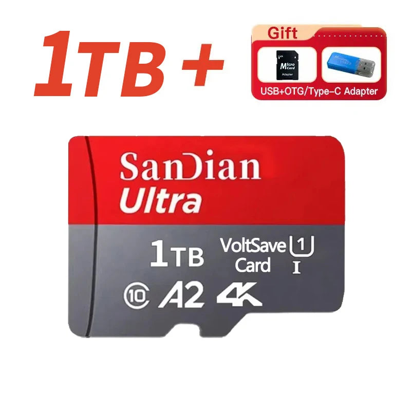 New 2TB Micro TF/SD Card 256GB 512GB Class 10 High Speed Memory Card Large Capacity 1TB Memory SD Card for Laptop/MAC/Phones