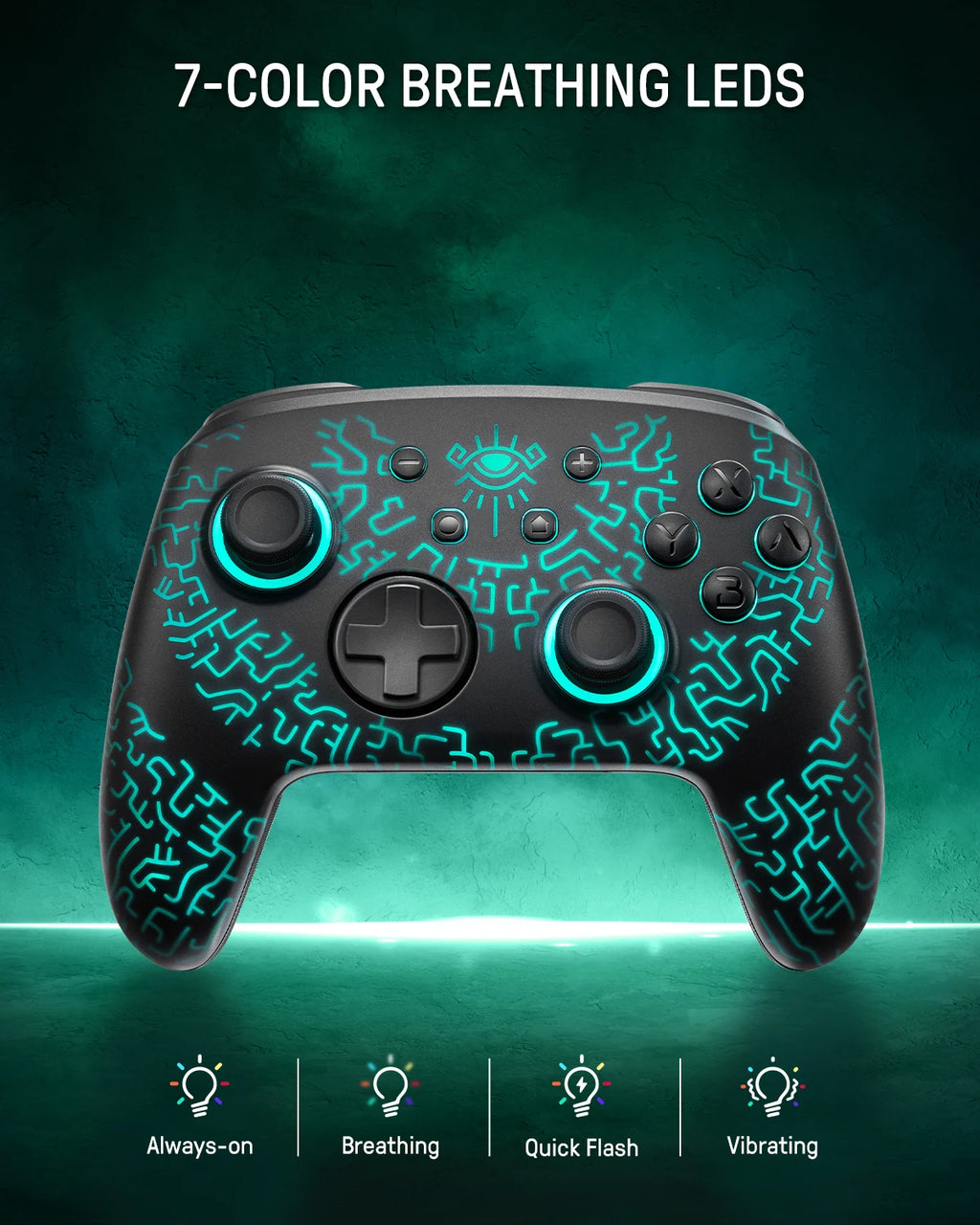 FUNLAB Wireless Bluetooth Pro Controller For Nintendo Switch 2/1 Creative Luminous Pattern/Compatible NFC/PC/OLED/Turbo/RGB/Lite