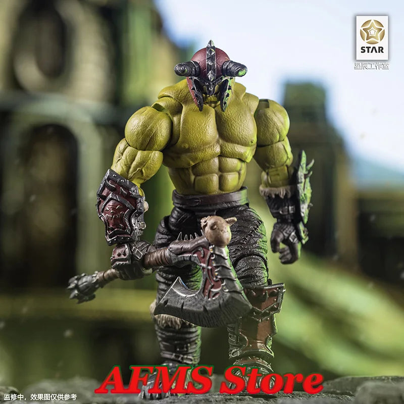 1/12 Scale Collectible WOW Garrosh Hellscream 16cm Ancient Battlefield Berserker Orc Full Set Action Figure Model Doll Toys
