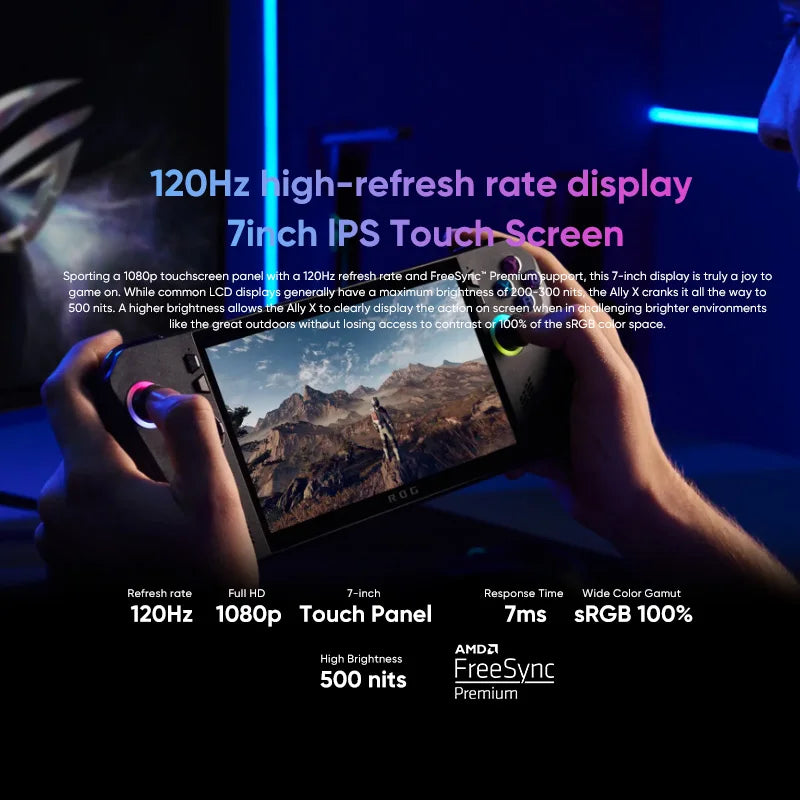 ASUS ROG Ally X 7" FHD IPS 120Hz Gaming Handheld AMD Ryzen Z1 Extreme Processor Dolby Atmos Home Game Console