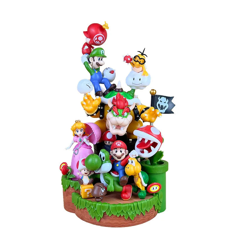 Super Mario Bros Familienporträts Figur Super Mario Bros 27cm Anime Figuren Mario Actionfigur Klempner Statue Modell Spielzeug Geschenk