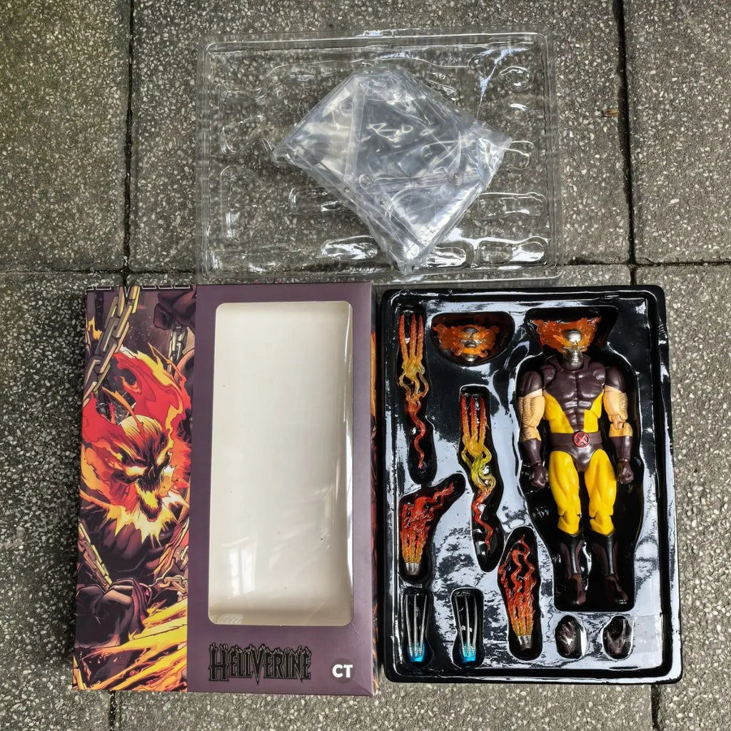 Marvel Ct Toys Wolverine Hellverine Figures Hot Mafex 096 X-Men Hell's Fire Action Figurine PVC Statue Collection Model Decor