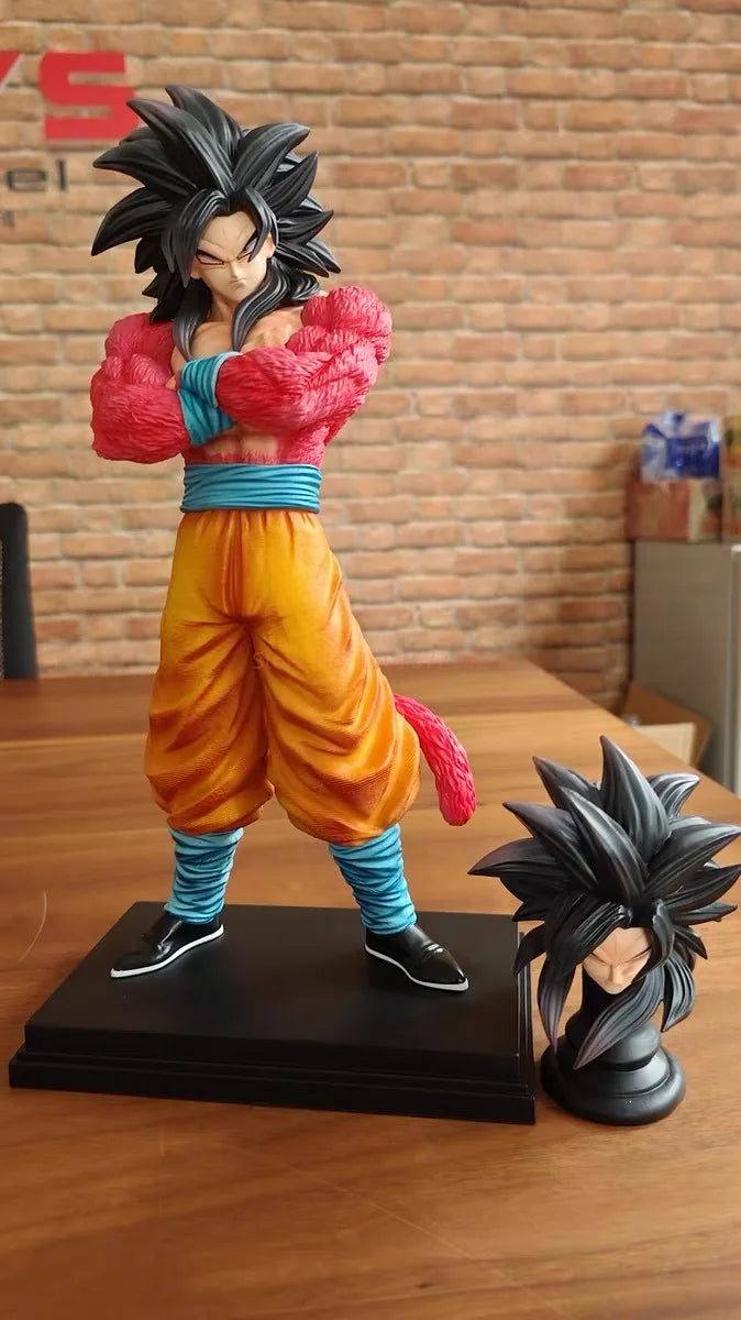 Jt 32cm Dragon Ball Z Double Heads Super Saiyan Son Goku Planb Figure Ssj4 Pvc Model Statue Dolls Collections Decor Toys Gifts