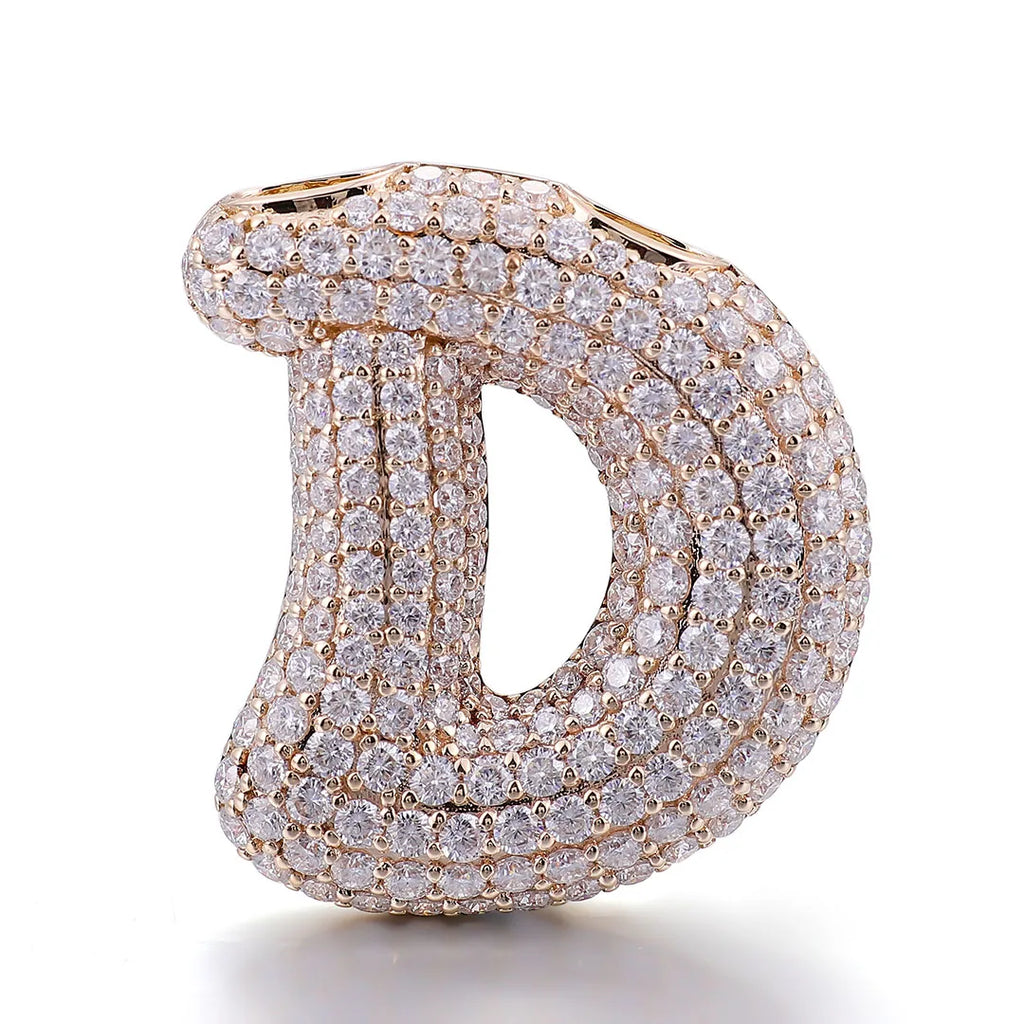 Provence Hip Hop Pendant for Men Moissanite Rapper Pendant for Women D Letter 10K Gold Miami Rock Pendant for Man Custom Jewelry